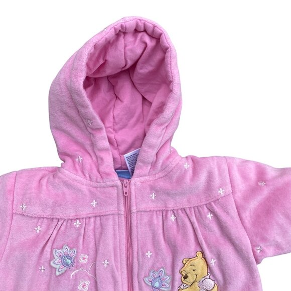Disney Winnie the Pooh Embroidered Baby Velour Snowsuit Pink Bunting Zip-0-3 mos - Picture 8 of 16